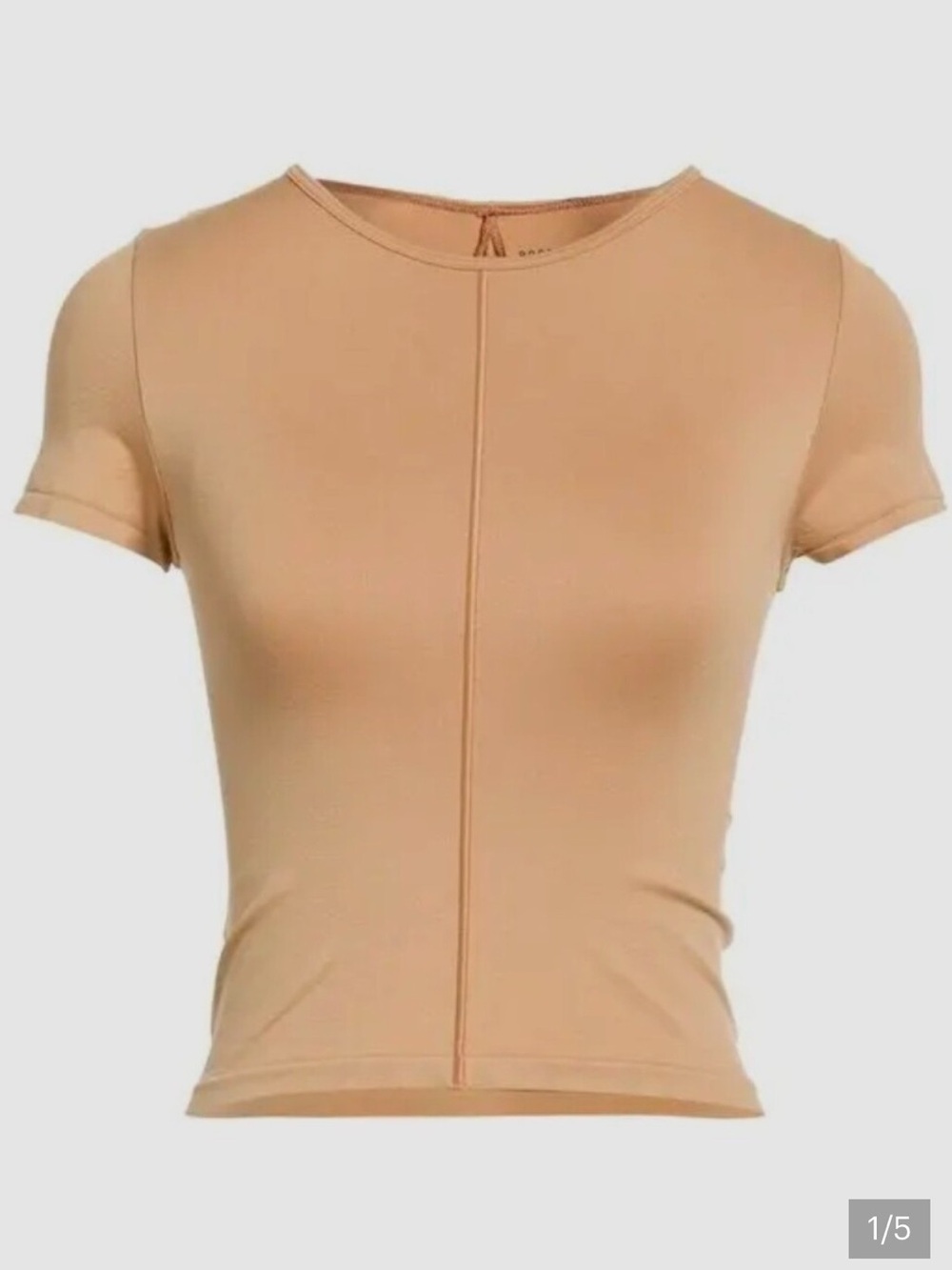 Good American So Soft Sculpted Beige Short Sleeve Seam-Front Tee - Size S/M